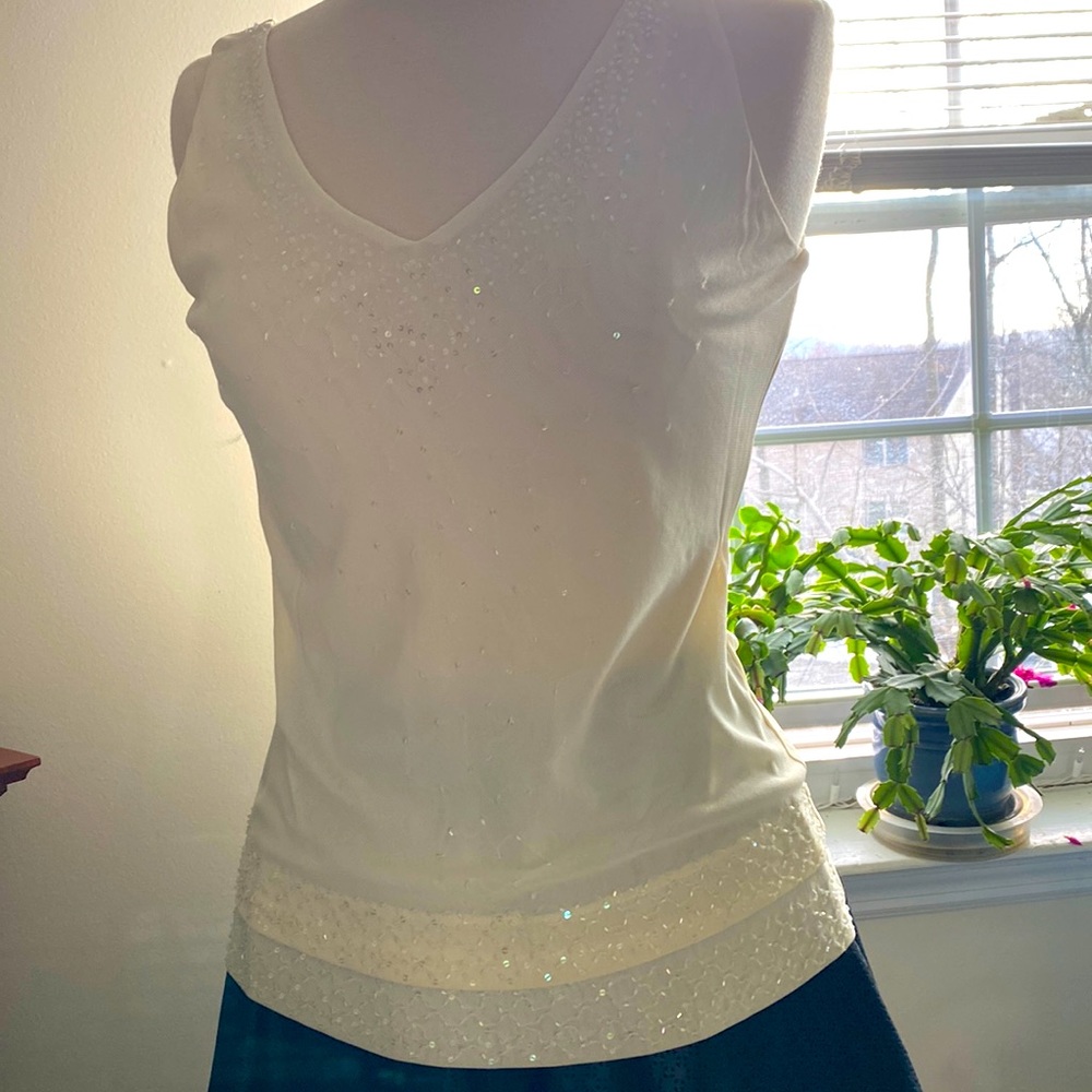 Sequin Formal Winter White Blouse